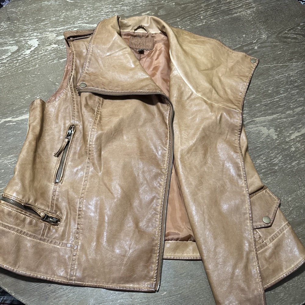 Chelsea & Violet Size Small Moto Vest Faux Leather Looks & Feels Authentic